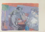 Gartencafé by Thomas Ernst Gubler, gouache, sold Jun 2018