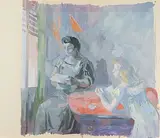 Lesende am Fenster by Thomas Ernst Gubler, gouache, sold Jun 2018