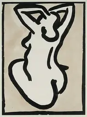 Rückenakt by Markus Raetz, watercolor, sold Jun 2018