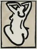 Rückenakt by Markus Raetz, watercolor, sold Jun 2018