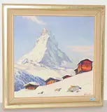 Winterlandschaft mit Blick auf das Matterhorn by Karl Anneler, oil on canvas, offered Jun 2018