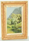 Frühlingslandschaft mit schilfbestandenem Seeufer by Fernand Gaulis, oil on paper, offered Jun 2018