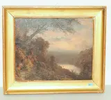 Sonnenuntergang über dem See by Jean Philippe George, oil on panel, sold Jun 2018