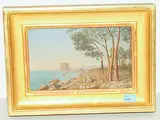 Südliche Küstenlandschaft mit Wehrturm und Pinienwäldchen by Jean Philippe George, oil on board, sold Jun 2018