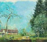 Im Garten", um 1945 by Theo Glinz, oil, sold Jun 2018