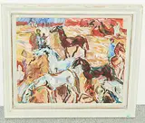 Pferdemarkt in Marrakesch, 1966 by Karl Hosch, oil on canvas, sold Jun 2018