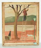 Baumschneider", 1917 by Karl Hügin, oil on board, sold Jun 2018