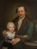 Vater mit seinem kleinen Sohn, 1789 by Franz Thomas Leu, oil on canvas, sold Jun 2018