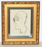 Frauenportrait mit Hut by Theo Eble, ink, offered Jun 2018