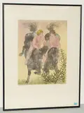 Liebespaar auf Pferden by Hans Erni, color aquatint, sold Jun 2018