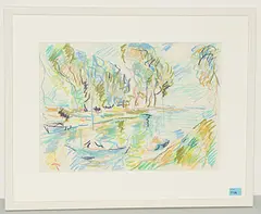 Flusslandschaft by Karl Hosch, mixed media, offered Jun 2018