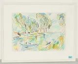 Flusslandschaft by Karl Hosch, mixed media, offered Jun 2018