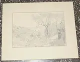 Frau in einer Allee laufend by Karl Hügin, 1938, pencil, offered Jun 2018