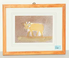 Kuh by Hans Krüsi, mixed media, sold Jun 2018