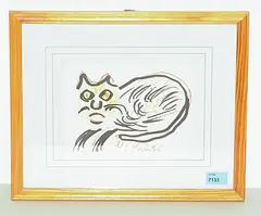 Mürrische Katze by Hans Krüsi, mixed media, sold Jun 2018