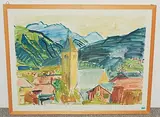 Klosters by Georg Peter Luck, 1972, watercolor, offered Jun 2018