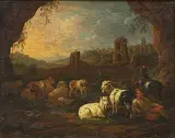 Hirte mit seiner Herde in Ruinenlandschaft by Neapel, Anfang 18.Jh., oil on canvas, offered Mar 2018
