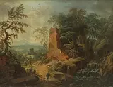 Boudewyns, Adriaen Frans (1644 Brüssel 1719) Umkreis Landschaft mit Wanderern und Ruine by Pieter Bout, oil on panel, sold Mar 2018