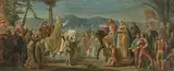 Gegenstücke: Angriff auf ein Kloster / König und Königin empfangen den Papst by München, 19.Jh., oil, offered Mar 2018