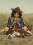 Der kleine Flötenspieler by Pierre Louis Joseph Coninck, oil on canvas, offered Mar 2018