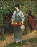 zugeschrieben Asiatin bei der Teezeremonie by Louis-Robert Carrier-Belleuse, oil on canvas, sold Mar 2018