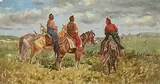 Drei Indianer zu Pferd by Nordamerika, 19.Jh., oil on canvas, offered Mar 2018