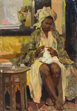 Sitzende Frau by Naci Kalmukoğlu, oil on board, offered Mar 2018