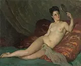 Liegender Frauenakt mit Handspiegel by Constantin Font, oil on canvas, sold Mar 2018