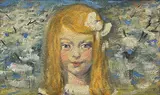 Mädchen vor Frühlinglandschaft by Paul Schad-Rossa, oil on canvas, offered Mar 2018