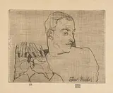 Bildnis Arthur Roessler by Egon Schiele, 1914, etching, sold Mar 2018