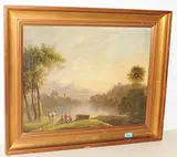 in der Art Tanzende in Seenlandschaft by Adam Callander, oil on canvas, sold Mar 2018