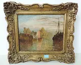 Schiffe auf einem Fluss by Henry Thomas Dawson, 1881, oil on canvas, offered Mar 2018