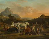 zugeschrieben Bauernfamilie, der Vater beim Kühe melken by Jean Louis Demarne, oil on panel, offered Mar 2018