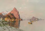 Ansicht eines Fjordes by Fritz Grebe, oil on canvas, sold Mar 2018