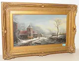 Winterliche Dorfszene by Albert Lenoir, oil on panel, offered Mar 2018