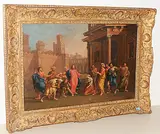 Kopie nach einem Stich Christus und die Ehebrecherin by Nicolas Poussin, oil on canvas, sold Mar 2018