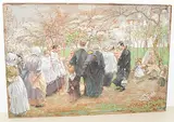 Fronleichnamprozession by René Reinicke, 1885, oil on paper, offered Mar 2018