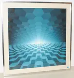 Meeresgrüne Sechsecke zu Horizont gerichtet by Jean-Pierre Yvaral, color screenprint, sold Mar 2018