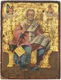 Griechisch, um 1800 by Thronender Hl. Nikolaus, tempera, offered Mar 2018