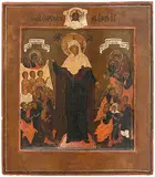 Russisch, um 1800 by Gottesmutter Freude aller Leidenden, tempera, offered Mar 2018