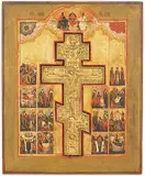 Russisch, um 1800 by Grosse Staurothek-Ikone "Kreuzigung Christi", tempera, offered Mar 2018