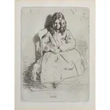 Annie Seated," (1859) by James Abbott McNeill Whistler, etching, sold Aug 2023