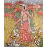 In the Garden by Dewa Putu Bedil, acrylic on canvas, sold Aug 2023