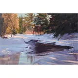 Frozen River in Autumn by Alex McLaren, acrylic on canvas, sold Aug 2023