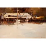 Untitled by Ted Goerrschner, oil on board, sold Aug 2023