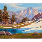Lingering Snows Between Little Five Lake and Long Lake by Leland Curtis, oil on canvas, sold Aug 2023