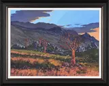 Quivertrees in a Mountainous Landscape by Richard Beyleveld, oil on canvas mounted on board, sold May 2025