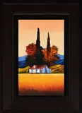 Farmhouse with Two Cypress Trees by Nic Van Rensburg, oil on canvas, sold Jul 2025