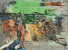 Woman in a Landscape by Brendan Botha, acrylic on canvas, sold Jul 2025