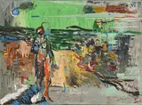 Woman in a Landscape by Brendan Botha, acrylic on canvas, sold Jul 2025